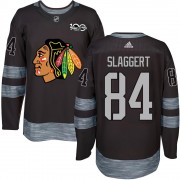 Chicago Blackhawks 84 Landon Slaggert Authentic Black 1917-2017 100th Anniversary Men's NHL Jersey