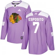 Adidas Chicago Blackhawks 7 Phil Esposito Authentic Purple Fights Cancer Practice Men's NHL Jersey