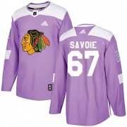 Adidas Chicago Blackhawks 67 Samuel Savoie Authentic Purple Fights Cancer Practice Men's NHL Jersey