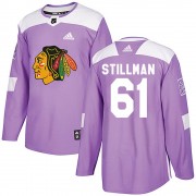 Adidas Chicago Blackhawks 61 Riley Stillman Authentic Purple Fights Cancer Practice Men's NHL Jersey