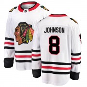 Fanatics Branded Chicago Blackhawks 8 Jack Johnson White Breakaway Away Youth NHL Jersey