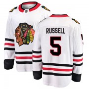 Fanatics Branded Chicago Blackhawks 5 Phil Russell White Breakaway Away Youth NHL Jersey