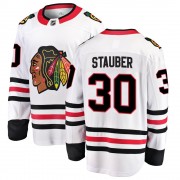 Fanatics Branded Chicago Blackhawks 30 Jaxson Stauber White Breakaway Away Youth NHL Jersey