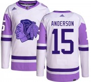 Adidas Chicago Blackhawks 15 Joey Anderson Authentic Hockey Fights Cancer Youth NHL Jersey