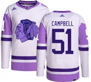Adidas Chicago Blackhawks 51 Brian Campbell Authentic Hockey Fights Cancer Youth NHL Jersey