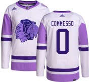 Adidas Chicago Blackhawks 0 Drew Commesso Authentic Hockey Fights Cancer Youth NHL Jersey