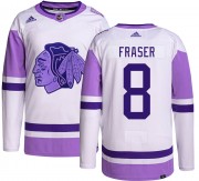 Adidas Chicago Blackhawks 8 Curt Fraser Authentic Hockey Fights Cancer Youth NHL Jersey