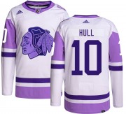 Adidas Chicago Blackhawks 10 Dennis Hull Authentic Hockey Fights Cancer Youth NHL Jersey