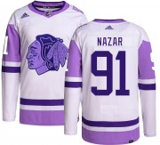 Adidas Chicago Blackhawks 91 Frank Nazar Authentic Hockey Fights Cancer Youth NHL Jersey
