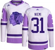 Adidas Chicago Blackhawks 31 Antti Niemi Authentic Hockey Fights Cancer Youth NHL Jersey
