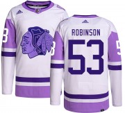 Adidas Chicago Blackhawks 53 Buddy Robinson Authentic Hockey Fights Cancer Youth NHL Jersey