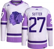 Adidas Chicago Blackhawks 27 Darryl Sutter Authentic Hockey Fights Cancer Youth NHL Jersey