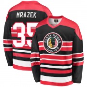 Fanatics Branded Chicago Blackhawks 35 Petr Mrazek Premier Red/Black Breakaway Heritage Youth NHL Jersey