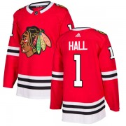Adidas Chicago Blackhawks 1 Glenn Hall Authentic Red Men's NHL Jersey