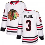 Adidas Chicago Blackhawks 3 Pierre Pilote Authentic White Men's NHL Jersey