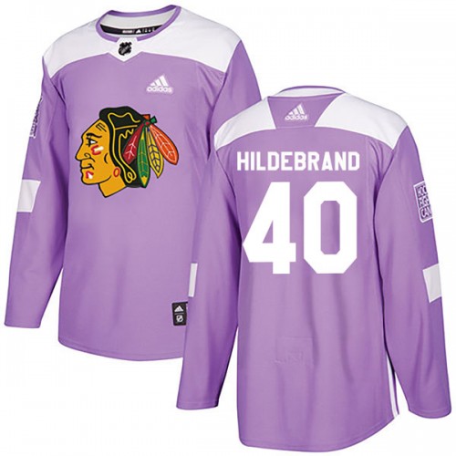 Adidas Chicago Blackhawks 40 Jake Hildebrand Authentic Purple Fights Cancer Practice Youth NHL Jersey