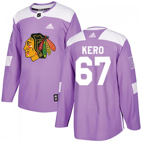 Adidas Chicago Blackhawks 67 Tanner Kero Authentic Purple Fights Cancer Practice Youth NHL Jersey