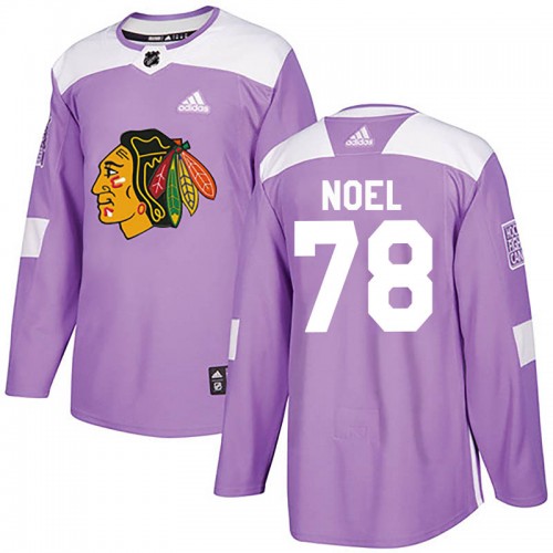 Adidas Chicago Blackhawks 78 Nathan Noel Authentic Purple Fights Cancer Practice Youth NHL Jersey