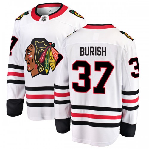 Fanatics Branded Chicago Blackhawks 37 Adam Burish White Breakaway Away Men's NHL Jersey