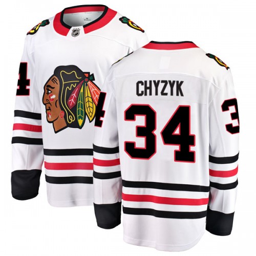 Fanatics Branded Chicago Blackhawks 34 Bryn Chyzyk White Breakaway Away Men's NHL Jersey
