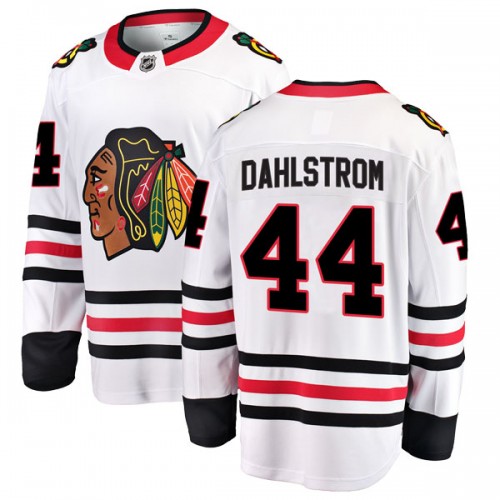 Fanatics Branded Chicago Blackhawks 44 John Dahlstrom White Breakaway Away Men's NHL Jersey