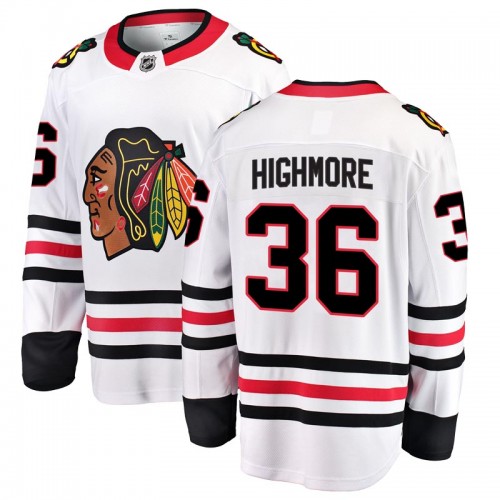 Fanatics Branded Chicago Blackhawks 36 Matthew Highmore White Breakaway Away Men's NHL Jersey