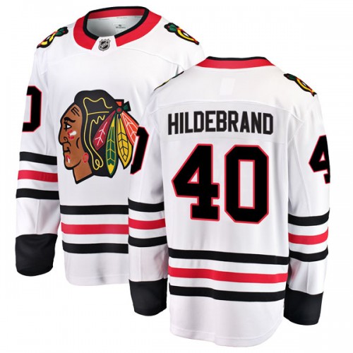 Fanatics Branded Chicago Blackhawks 40 Jake Hildebrand White Breakaway Away Men's NHL Jersey