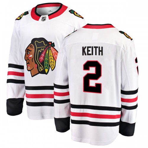 Fanatics Branded Chicago Blackhawks 2 Duncan Keith White Breakaway Away Men's NHL Jersey