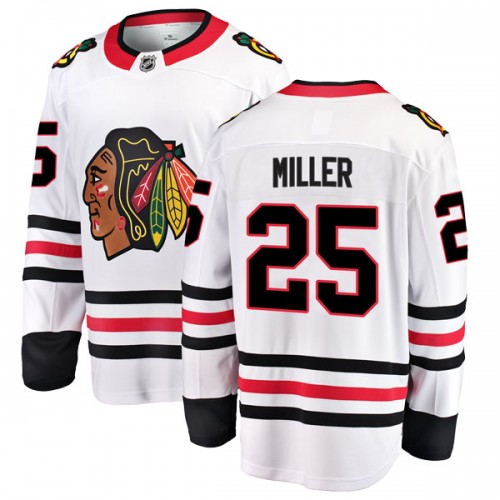 Fanatics Branded Chicago Blackhawks 25 Drew Miller White Breakaway Away Men's NHL Jersey