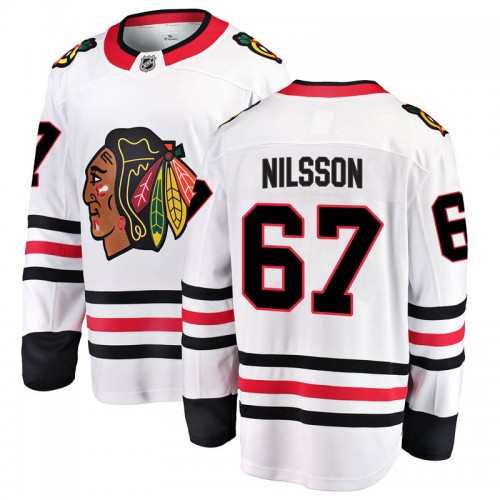 Fanatics Branded Chicago Blackhawks 67 Jacob Nilsson White Breakaway Away Men's NHL Jersey