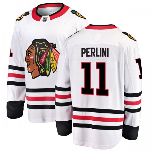 Fanatics Branded Chicago Blackhawks 11 Brendan Perlini White Breakaway Away Men's NHL Jersey