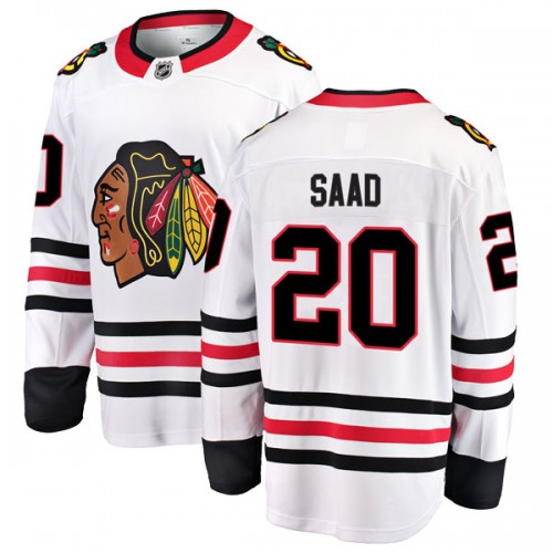 Fanatics Branded Chicago Blackhawks 20 Brandon Saad White Breakaway Away Men's NHL Jersey