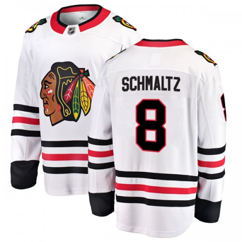 Fanatics Branded Chicago Blackhawks 8 Nick Schmaltz White Breakaway Away Men's NHL Jersey