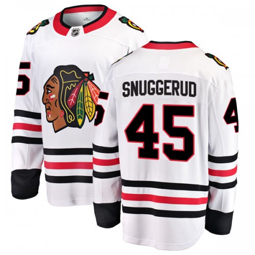 Fanatics Branded Chicago Blackhawks 45 Luc Snuggerud White Breakaway Away Men's NHL Jersey