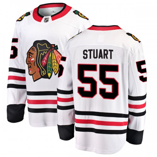 Fanatics Branded Chicago Blackhawks 55 Mark Stuart White Breakaway Away Men's NHL Jersey