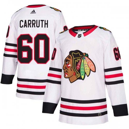 Adidas Chicago Blackhawks 60 Mac Carruth Authentic White Away Youth NHL Jersey