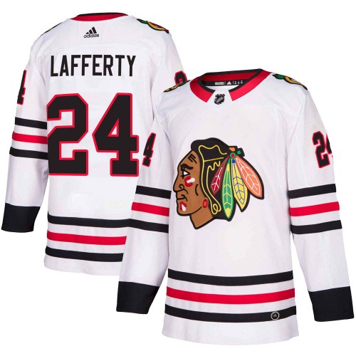 Adidas Chicago Blackhawks 24 Sam Lafferty Authentic White Away Youth NHL Jersey