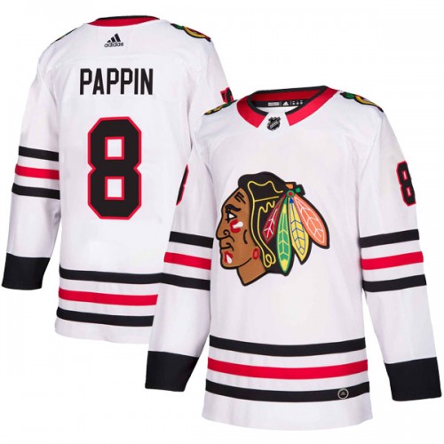 Adidas Chicago Blackhawks 8 Jim Pappin Authentic White Away Youth NHL Jersey