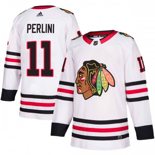 Adidas Chicago Blackhawks 11 Brendan Perlini Authentic White Away Youth NHL Jersey