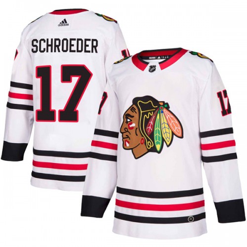Adidas Chicago Blackhawks 17 Jordan Schroeder Authentic White Away Youth NHL Jersey