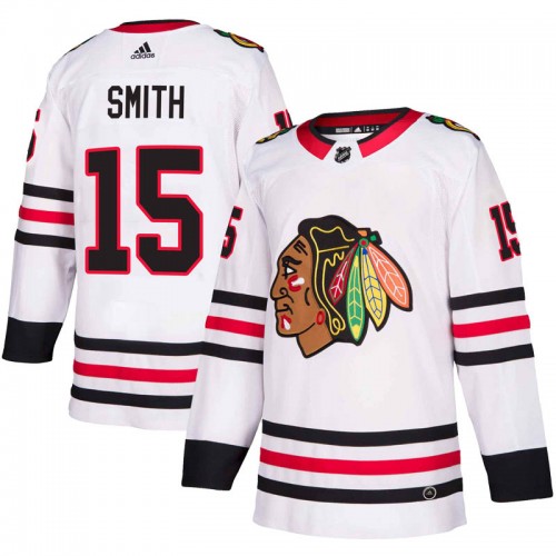 Adidas Chicago Blackhawks 15 Zack Smith Authentic White Away Youth NHL Jersey