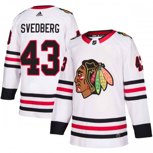 Adidas Chicago Blackhawks 43 Viktor Svedberg Authentic White Away Youth NHL Jersey