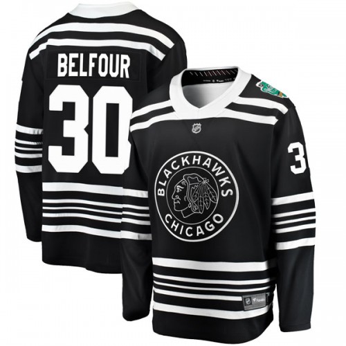 Fanatics Branded Chicago Blackhawks 30 ED Belfour Black 2019 Winter Classic Breakaway Men's NHL Jersey
