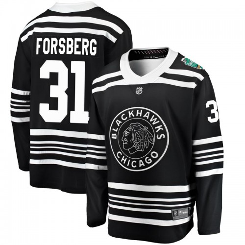 Fanatics Branded Chicago Blackhawks 31 Anton Forsberg Black 2019 Winter Classic Breakaway Men's NHL Jersey