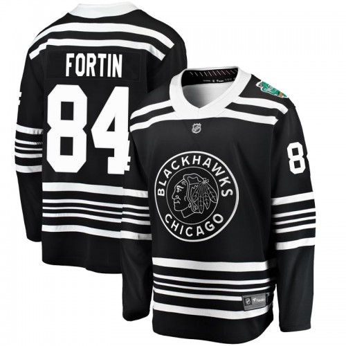 Fanatics Branded Chicago Blackhawks 84 Alexandre Fortin Black 2019 Winter Classic Breakaway Men's NHL Jersey