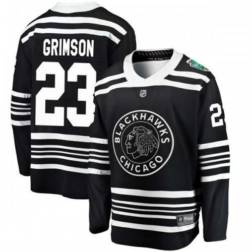 Fanatics Branded Chicago Blackhawks 23 Stu Grimson Black 2019 Winter Classic Breakaway Men's NHL Jersey