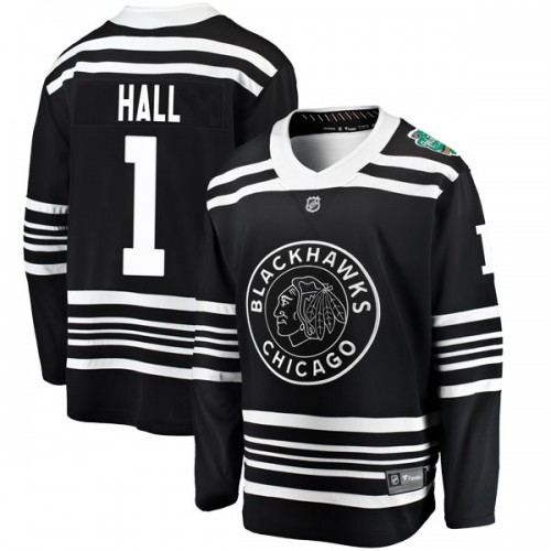 Fanatics Branded Chicago Blackhawks 1 Glenn Hall Black 2019 Winter Classic Breakaway Men's NHL Jersey