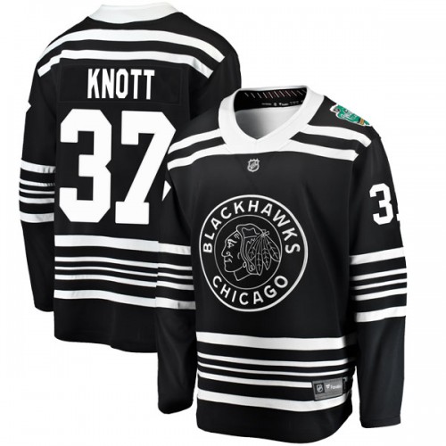 Fanatics Branded Chicago Blackhawks 37 Graham Knott Black 2019 Winter Classic Breakaway Men's NHL Jersey