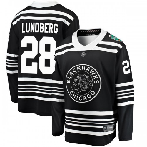 Fanatics Branded Chicago Blackhawks 28 Martin Lundberg Black 2019 Winter Classic Breakaway Men's NHL Jersey