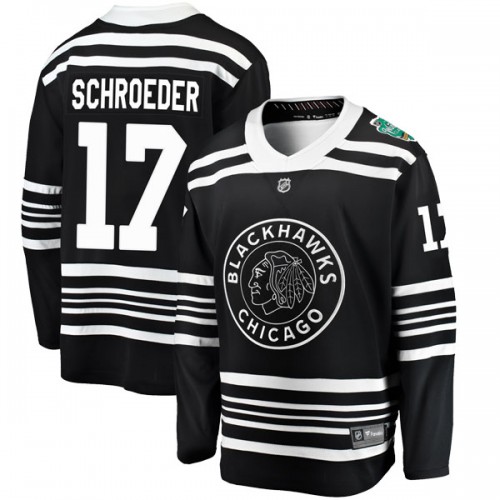 Fanatics Branded Chicago Blackhawks 17 Jordan Schroeder Black 2019 Winter Classic Breakaway Men's NHL Jersey